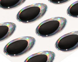 3D Epoxy Teardrop Eyes, Rainbow Silver, 15 mm
